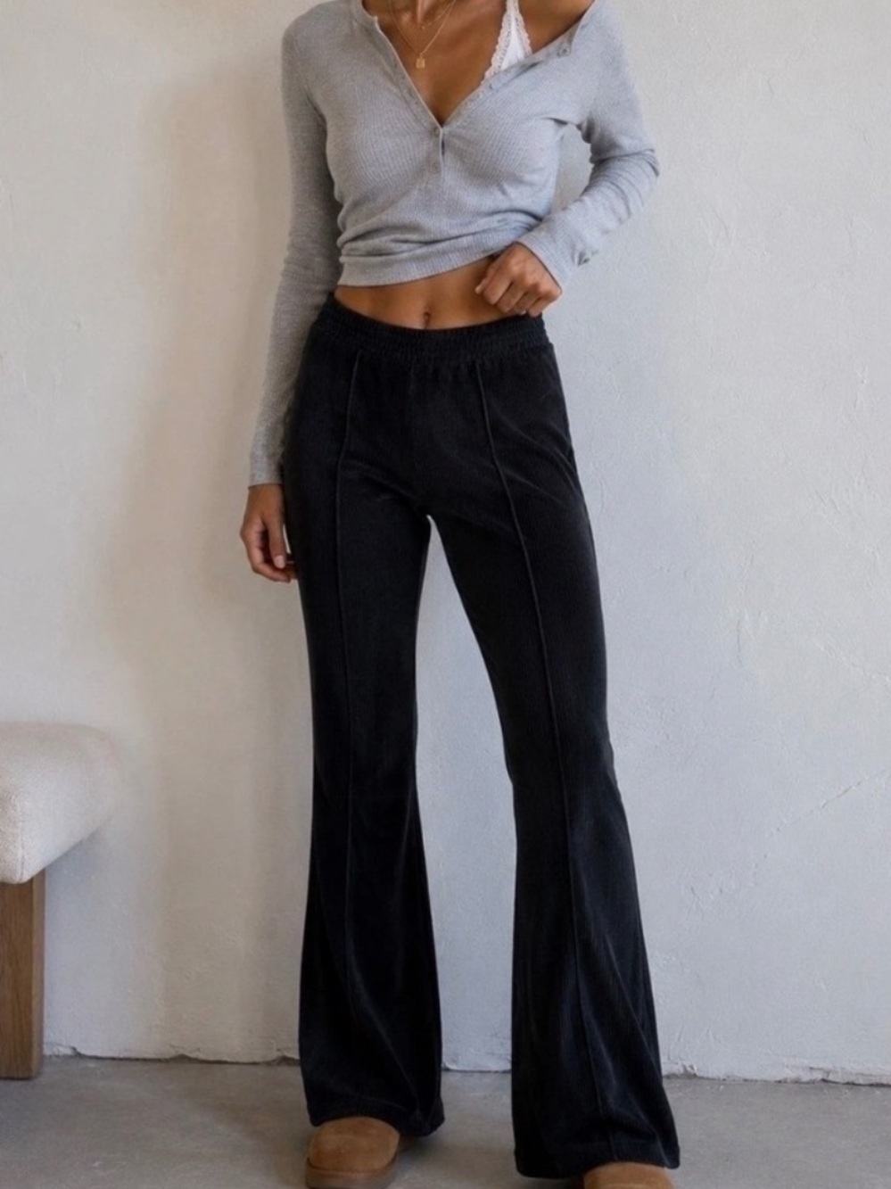 Aerie velvet corduroy pull on flare pants